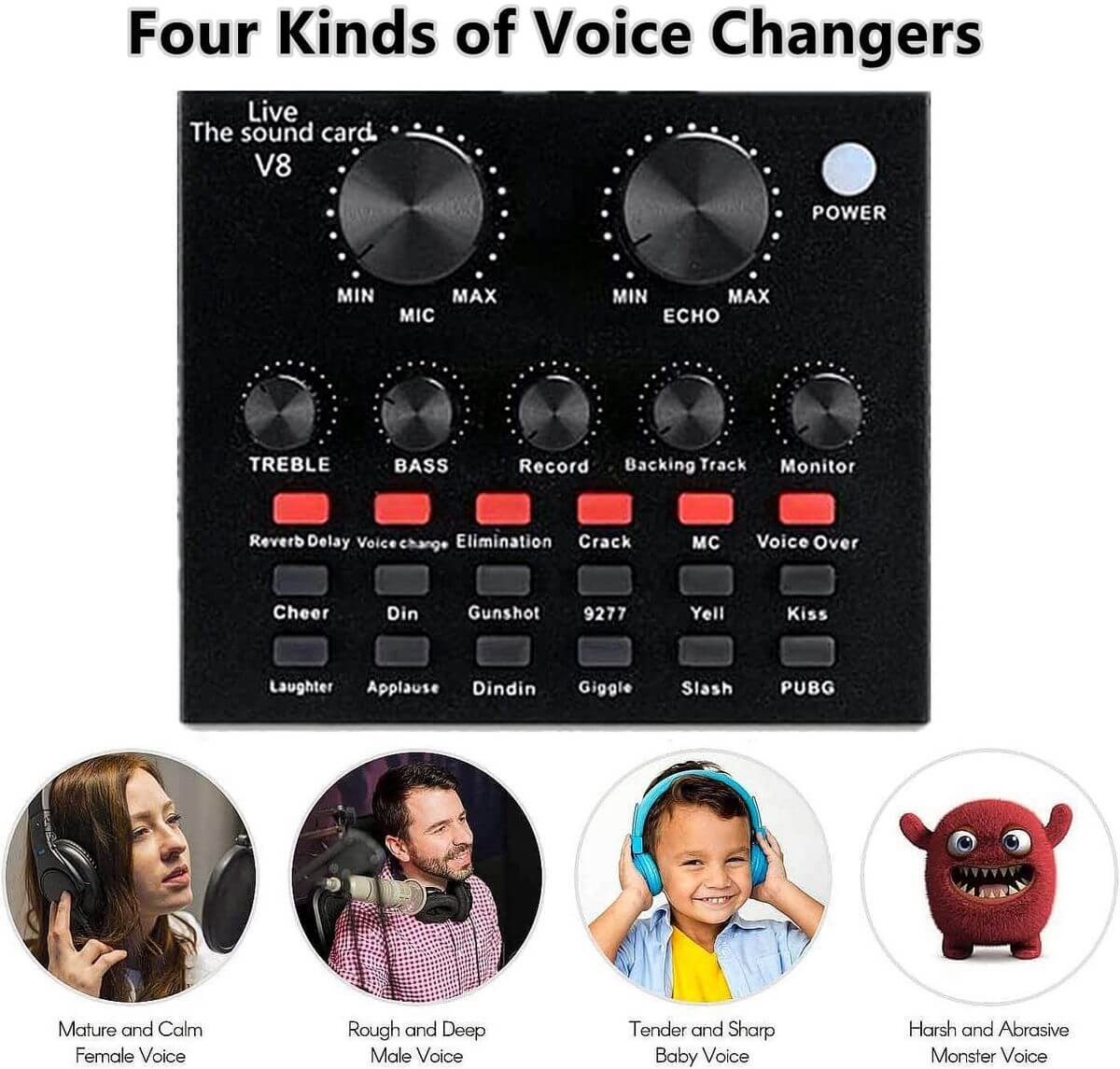Podcast Equipment Bundle E300 Mic Kit with V8 Live Sound Card Black
