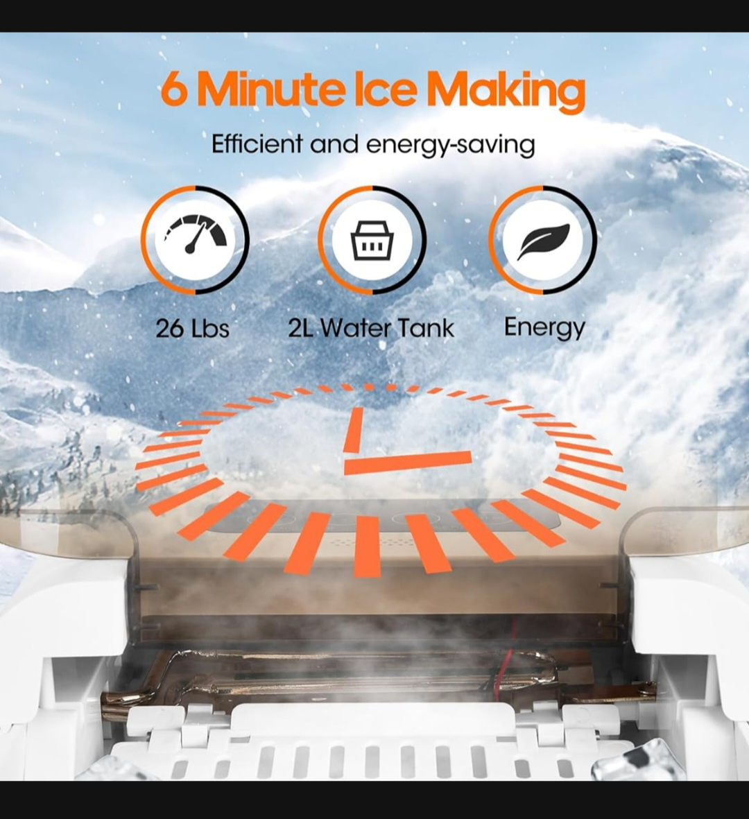BezosMax bullet Ice Maker 9 Cubes in 6-8 Mins 24H/12KG