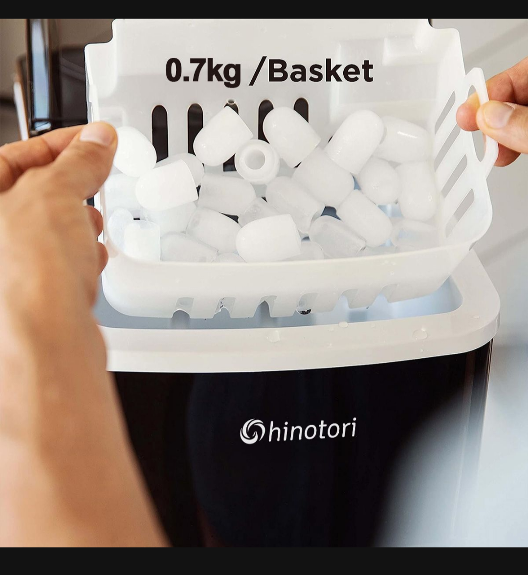 Counter-Top Ice-Maker 12kg Ice Maker Machine 8 Mins 9 Bullet Ice-Black