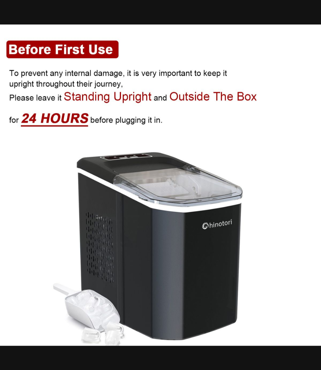Counter-Top Ice-Maker 12kg Ice Maker Machine 8 Mins 9 Bullet Ice-Black