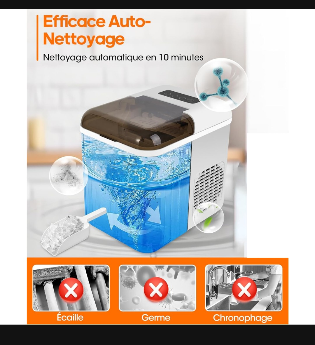 BezosMax bullet Ice Maker 9 Cubes in 6-8 Mins 24H/12KG